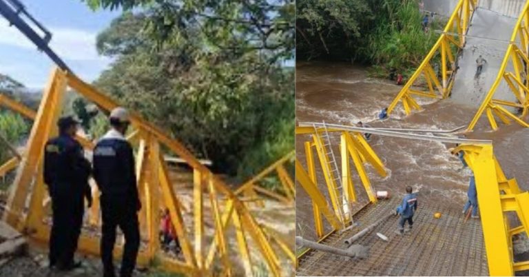Colapsa puente El Triunfo en Moniquirá Boyacá y deja seis heridos
